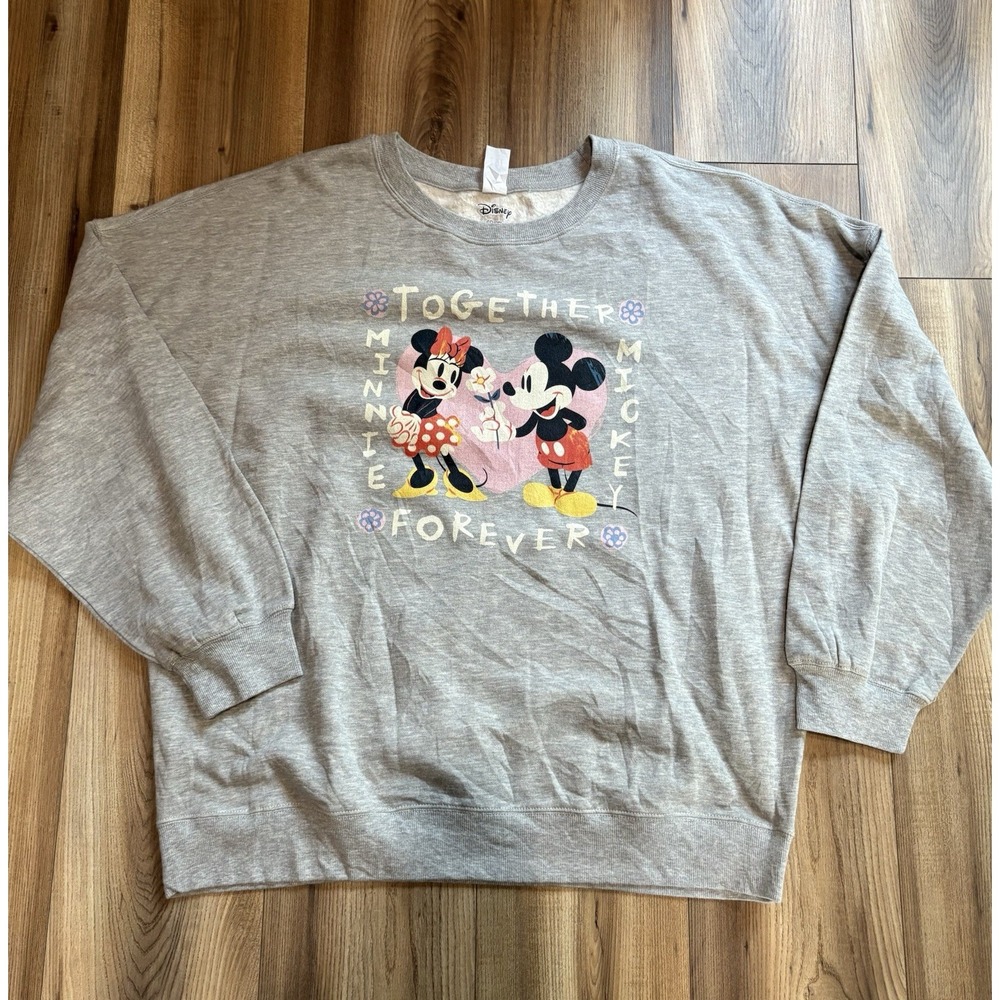 Disney‎ Mickey Minnie Mouse Sz 2XL Gray Sweatshirt Women's